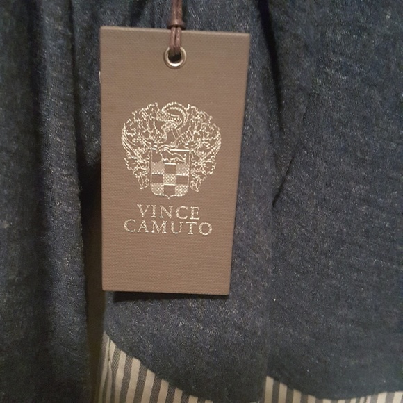 VINCE CAMUTO Mixed Media Striped Hem Pullover Longline Crewneck T… - Picture 6 of 8